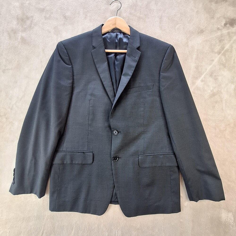 DKNY Suit Jacket Mens 40 Short Gray Wool Double Vent 2 Button Business Formal